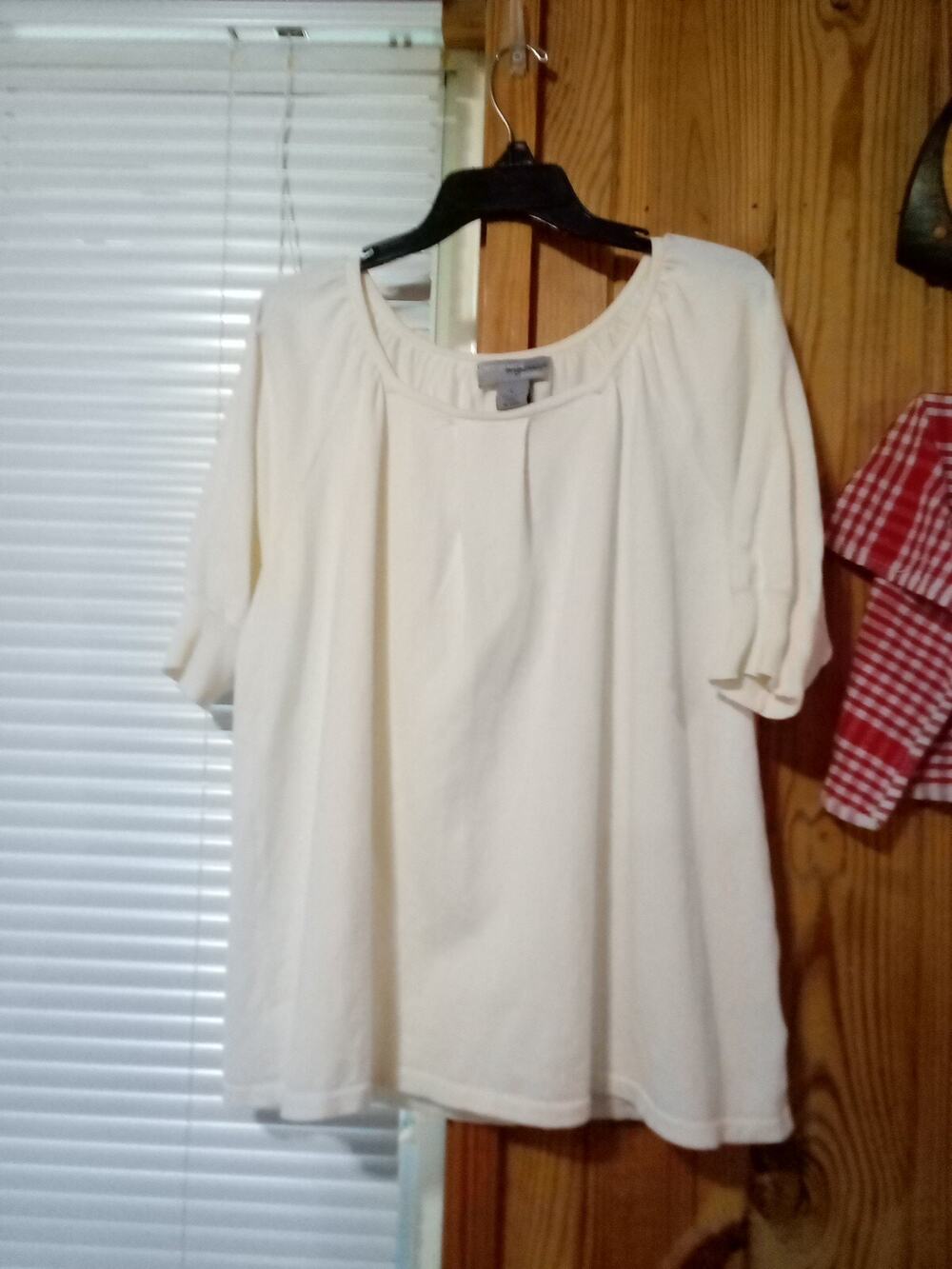 Designers Studio Originals Women's L Ivory Short Sleeve Sweater